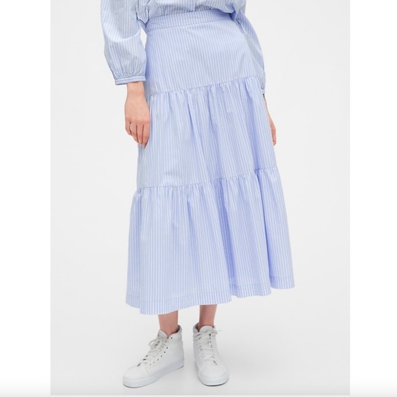 Gap tiered blue-and-white striped maxi skirt (size 12) - Picture 1 of 9